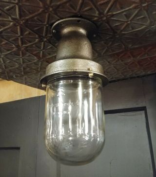 Vtg Westinghouse Cast Iron Ceiling Light Fixture - Explosion Proof Industrial