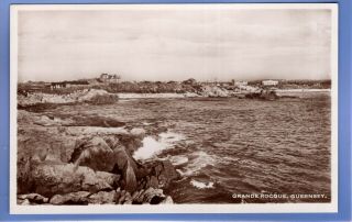 Old Vintage Rp Postcard Grande Rocque Guernsey Channel Islands