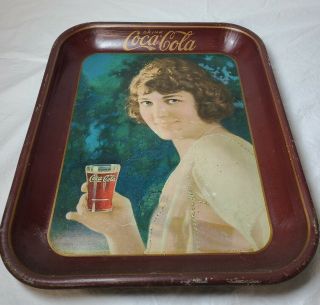 " Vintage " Coca - Cola " 1925 " Metal Serving Tray " Flapper Girl "