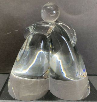 Vtg Steuben Art Glass Crystal Hug Couple Sculpture Paperweight Signed De Sousa