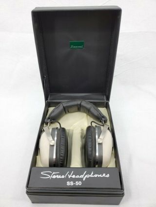 Rare Vintage Sansui Ss - 50 Stereo Headphones W/ Case,  Sounds