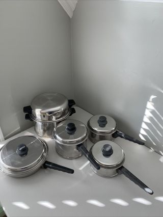 Vintage Lifetime Cookware 10 Piece Set 18 /8 Stainless Steel Cookware Usa Made