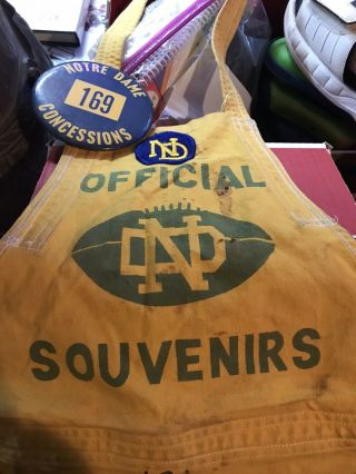 Vintage Notre Dame University College Football Ncaa Souvenirs Vending Apron 1950