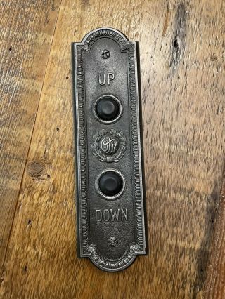 Vtg Antique Otis Elevator Up Down Push Button Call Switch Plate Cast 1900s Old