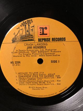 JIMI HENDRIX Album,  “Crash Landing” Played Once,  Reprise 12” A1 2