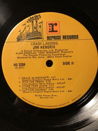 JIMI HENDRIX Album,  “Crash Landing” Played Once,  Reprise 12” A1 3