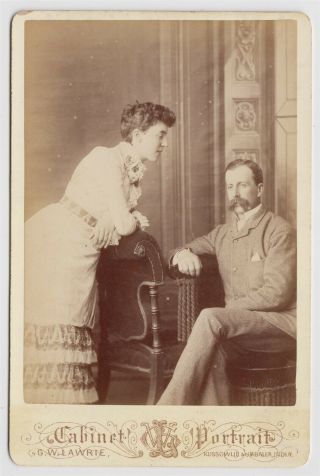 India Cabinet Card - Well To Do Husband And Wife By G.  W.  Lawrie Of Kussowlie