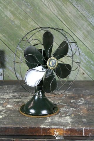 Vintage Command - Aire Table Fan 6 Blade 12 " Old Green Paint Industrial Decor