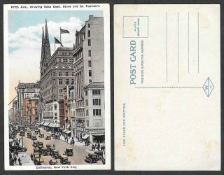 Old Postcard - York City - Fifth Avenue Showing Saks Department Store