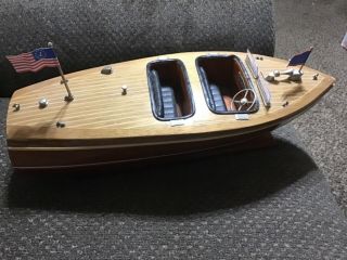 Vintage Chris Craft Barrel Back Runabout Speed Boat 18” Display Model