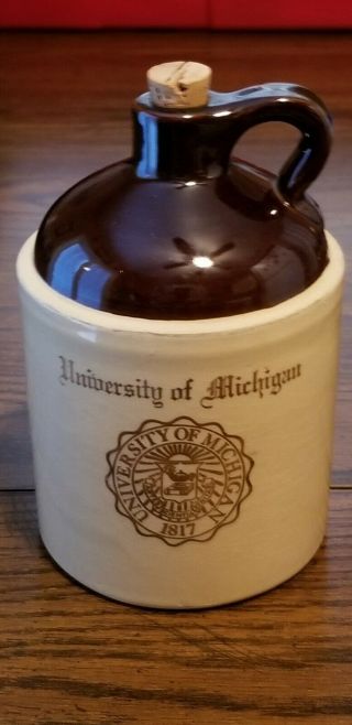 Vintage Crock Jug University Of Michigan