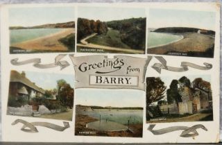 Postcard Glamorgan Barry Multi View Old Seaside Views Cardiff South Wales