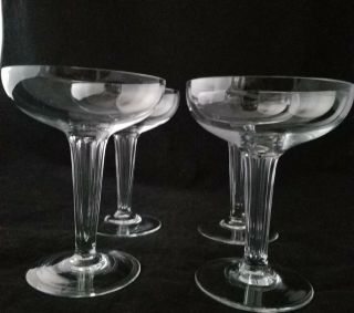 4 Vintage Art Deco Crystal Hollow Stem Champagne Glasses Wine 2 Perfect 2