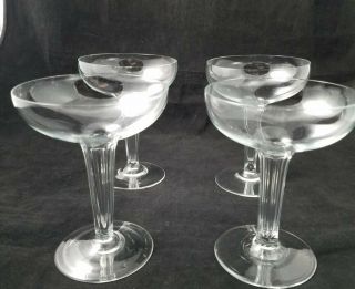 4 Vintage Art Deco Crystal Hollow Stem Champagne Glasses Wine 2 Perfect 2 2