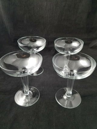 4 Vintage Art Deco Crystal Hollow Stem Champagne Glasses Wine 2 Perfect 2 3