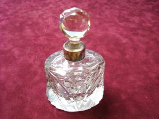 Heavy Cut Glass Perfume Bottle With Silver H P & S Collar