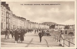 Lovely Rare Old Postcard - The Promenade Showing Pen Dinas - Aberystwyth 1965