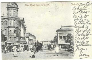 Old Postcard 1905 - India - Calcutta Kolkata - Clive Street From The South