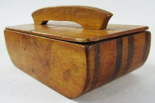 Vintage Wood Kitchen Trinket Box Primitive Hand Made Folk Art 2 Compartments Lid