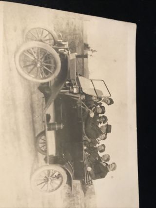 Early 1900’s Photo Postcard 1st Car Model T? Convertible Carries Family Of Nine