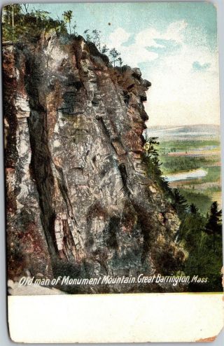 Old Man Of Monument Mountain Great Barrington Ma Pre - 1908 Vintage Postcard Y02