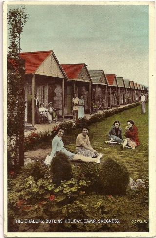 Lovely Old Nostalgic Postcard - Chalets - Butlins Holiday Camp - Skegness 1950