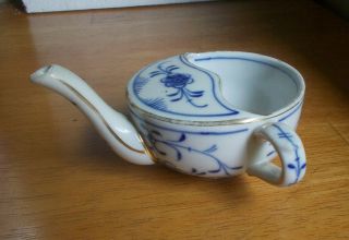 1890s Blue Floral W.  T.  &c Germany Porcelain Feeder Teacup Shape With Spout