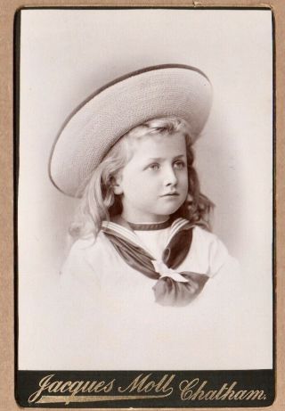 Quality Antique Cabinet Card Portrait Of A Young Girl By Jaques Moll Of Chatham