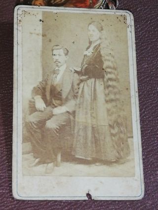 Peru Southamerica Cdv Cabinet Photo Very Long Hair Woman And Husband 1890