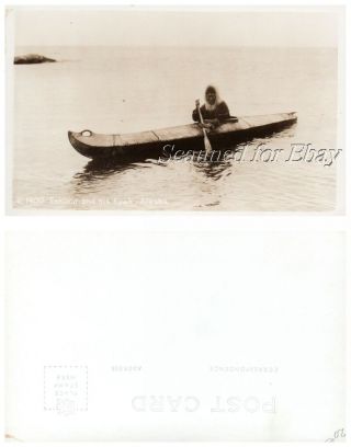 Eskimo & His Kyak Alaska Vintage Rppc Postcard
