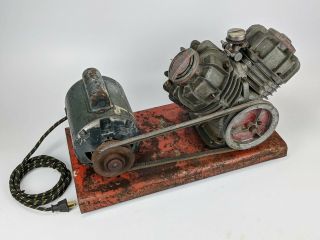 Speedy Model 440g V - Twin Air Compressor W/ Ge Motor - Vintage Deco Art Rat Rod