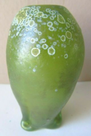 Antique Circa 1910 Loetz ? Iridescent Green Art Glass Bud Vase As Found