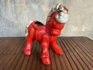 Vtg Mcm Shawnee Pottery Ceramic Red Pony Planter Figurine