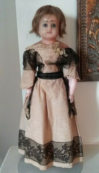 Antique Poured Wax Doll,  Rare Glass Sleep Eyes,  Org Dress,  Undergarments Boots
