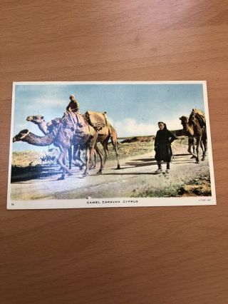 Xmas.  1956 Camel Caravan - Cyrpus,  Vintage Raphael Tuck Postcard No56.  Vgc.  Bc