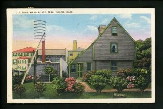 Massachusetts Ma Linen Postcard Salem Old John Ward House Tichnor