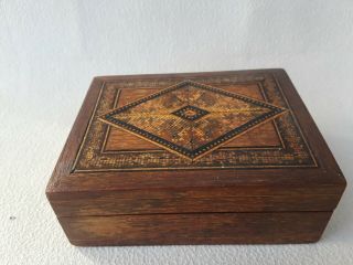 Antique Micro Mosaic Wood Box Jewelry Trinket Keepsake 3 1/2 " X 2 3/4 " X 1 1/4 "