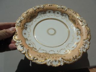 Antique Jacob Petit Old Paris French Porcelain Bowl Peach Gold Encrusted 9 1/4 "