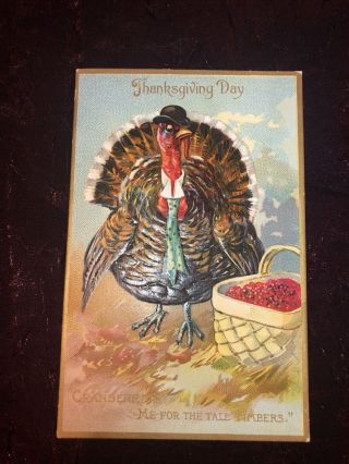 Vintage Raphael Tuck & Sons Thanksgiving Card Series No 162 Turkey And Basket