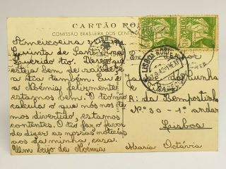 Vintage MUNICIPAL THEATER - RIO DE JANEIRO,  BRAZIL POSTCARD/ Stamps 1942 2