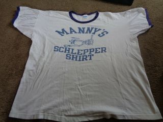 Mannys Ny Schlepper Vintage T Shirt Large.  Former Roadies Shirt