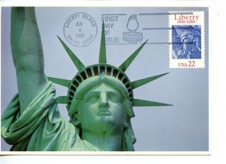 Statue Of Liberty - York - 1986 Us First Day Cancel Vintage Maximum Postcard