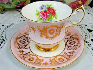 Paragon Pink Carnations Gold Gilt Floral Tea Cup And Saucer