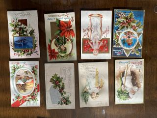 Vintage Set Of 8 Antique Christmas Postcards From The Early 1900 
