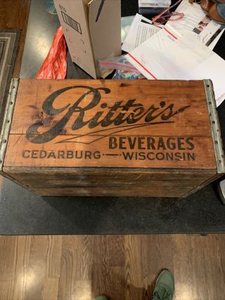 Vintage Ritter’s Beverage Beer Wooden Wood Crate Box Milwaukee Cedarburg Wi