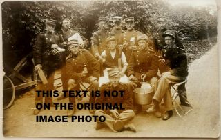 Vtg.  Photo Postcard: Group Of Soldiers Smoking And Drinking Beer 1914 Po.  K1069