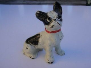 Rare Small Vintage Hubley Cast Iron Boston Terrier Dog Figurine 3 " Paperweight