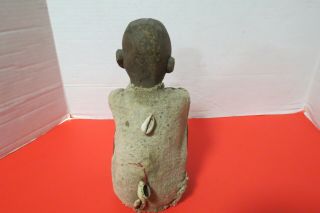 Antique Hand Carved Male Wooden Figure In Shackles Burlap Covering 9 " Tall