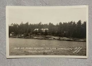 Vintage Rppc Postcard - Isle Of Pines Resort Lake Vermilion Tower Minnesota