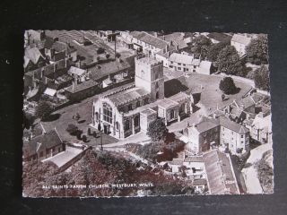 Old Postcard - All Saints Parish Church,  Westbury,  Wilts - From The Air